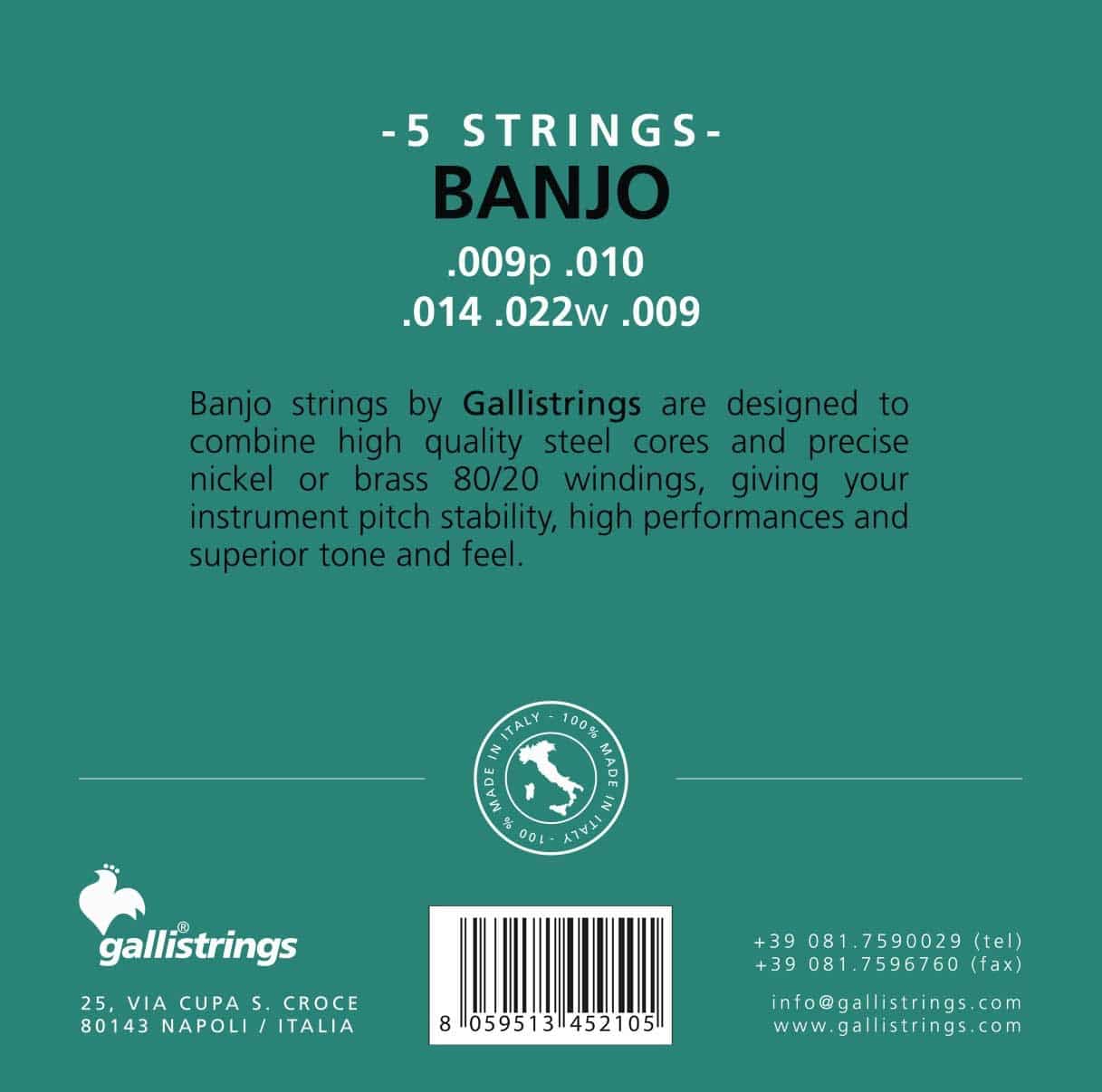 Gallistrings Nickel Wound 5 Banjo Strenge