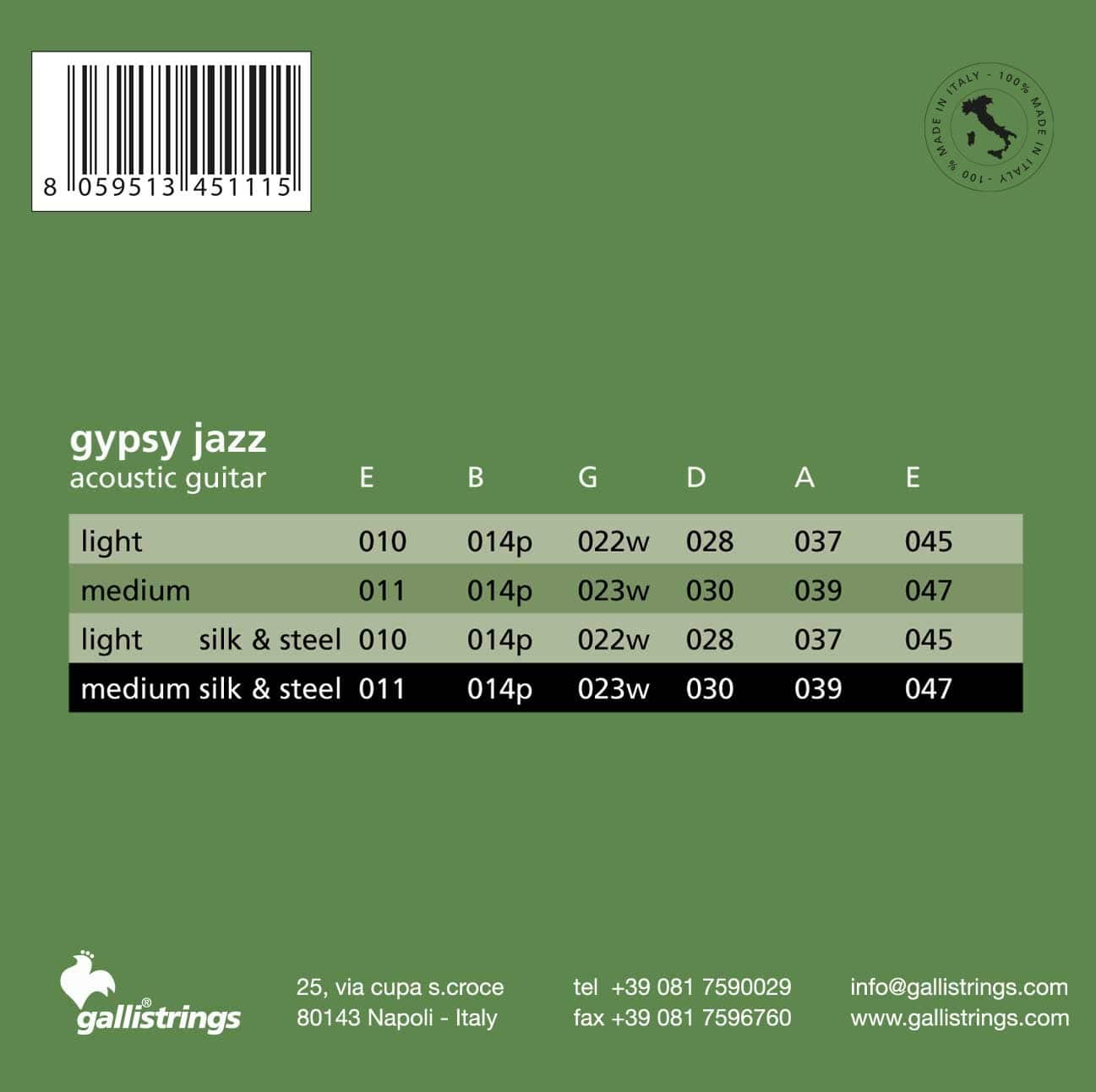 Gallistrings Silk & Steel Gypsy Guitar Strenge