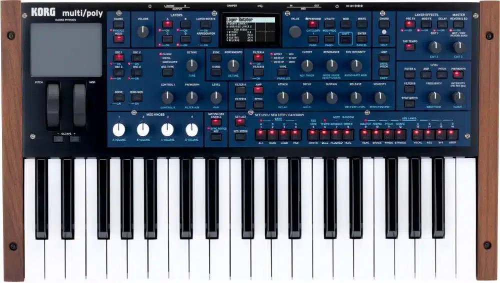 KORG Multi/Poly Analog Modeling Synthesizer med 37 semi-vægtede tangenter.