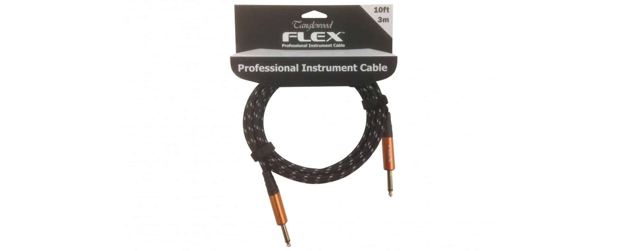 Tanglewood FX3WB Flex 3 meter blå og sort flettet instrument gummikabel med jackstik