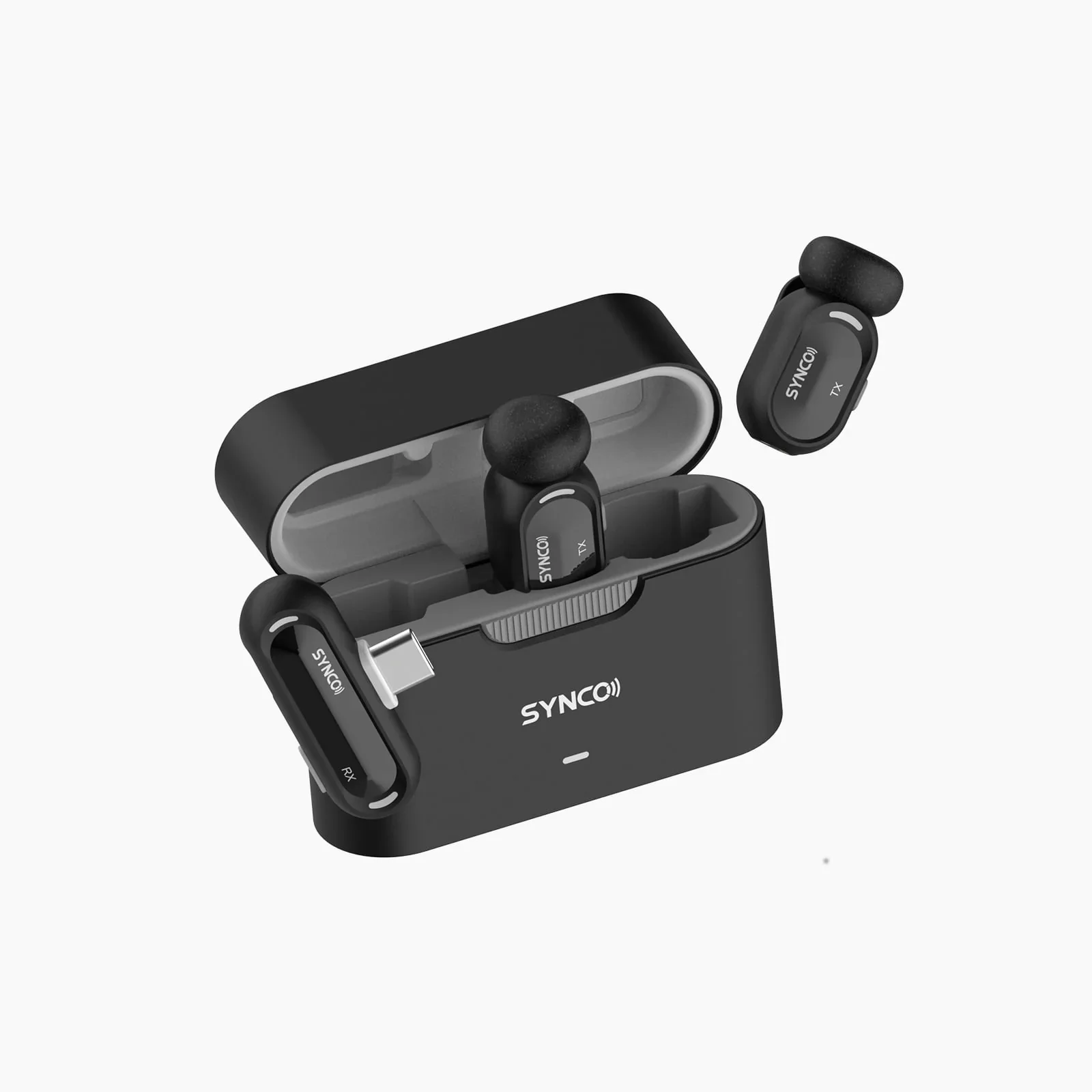 Synco Smic mini tråsløs lavalier mikrofonsæt 2xTX 1xRX til Smartphone USB-c, sort