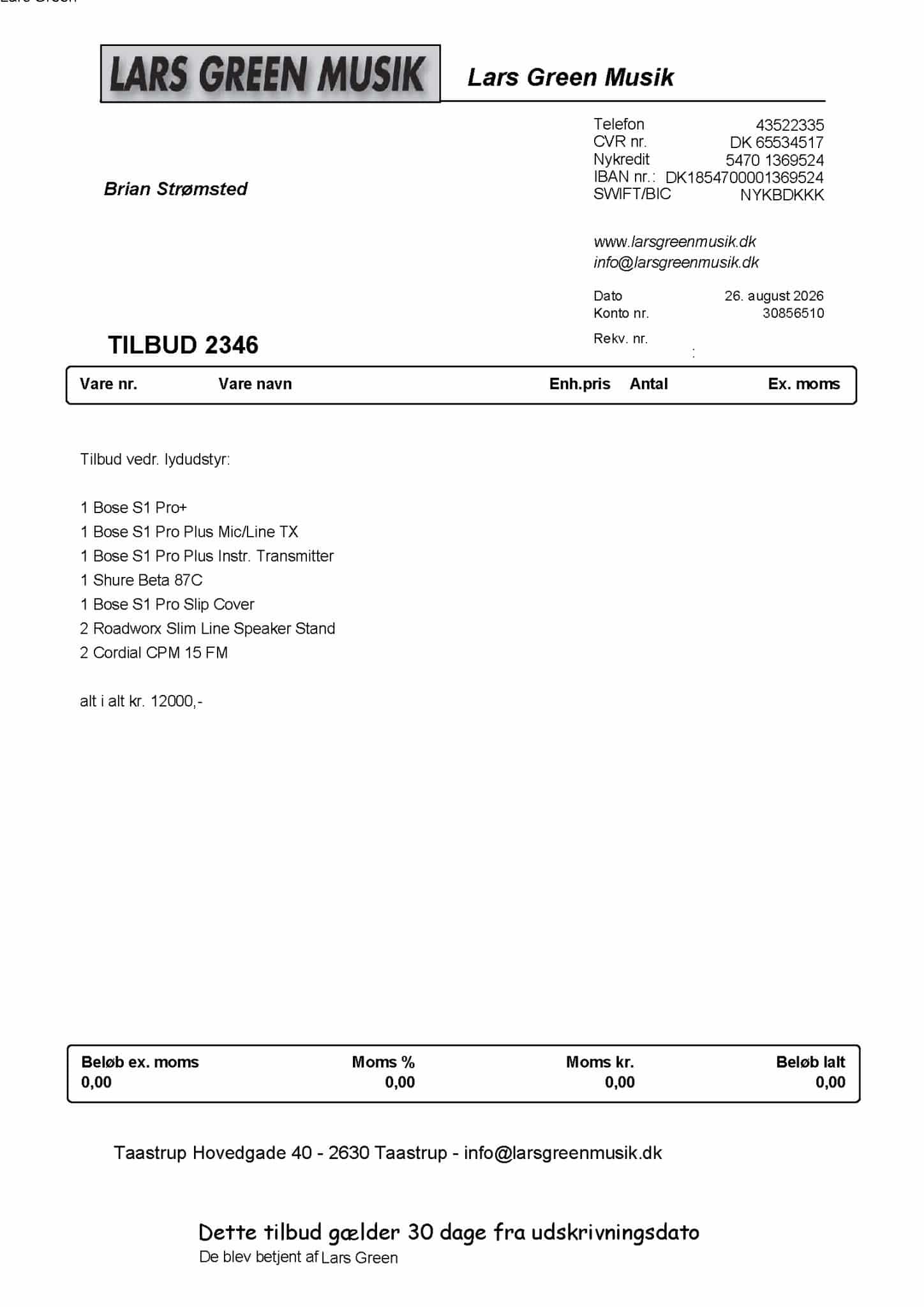 Brian Strømsted Tilbud 2346