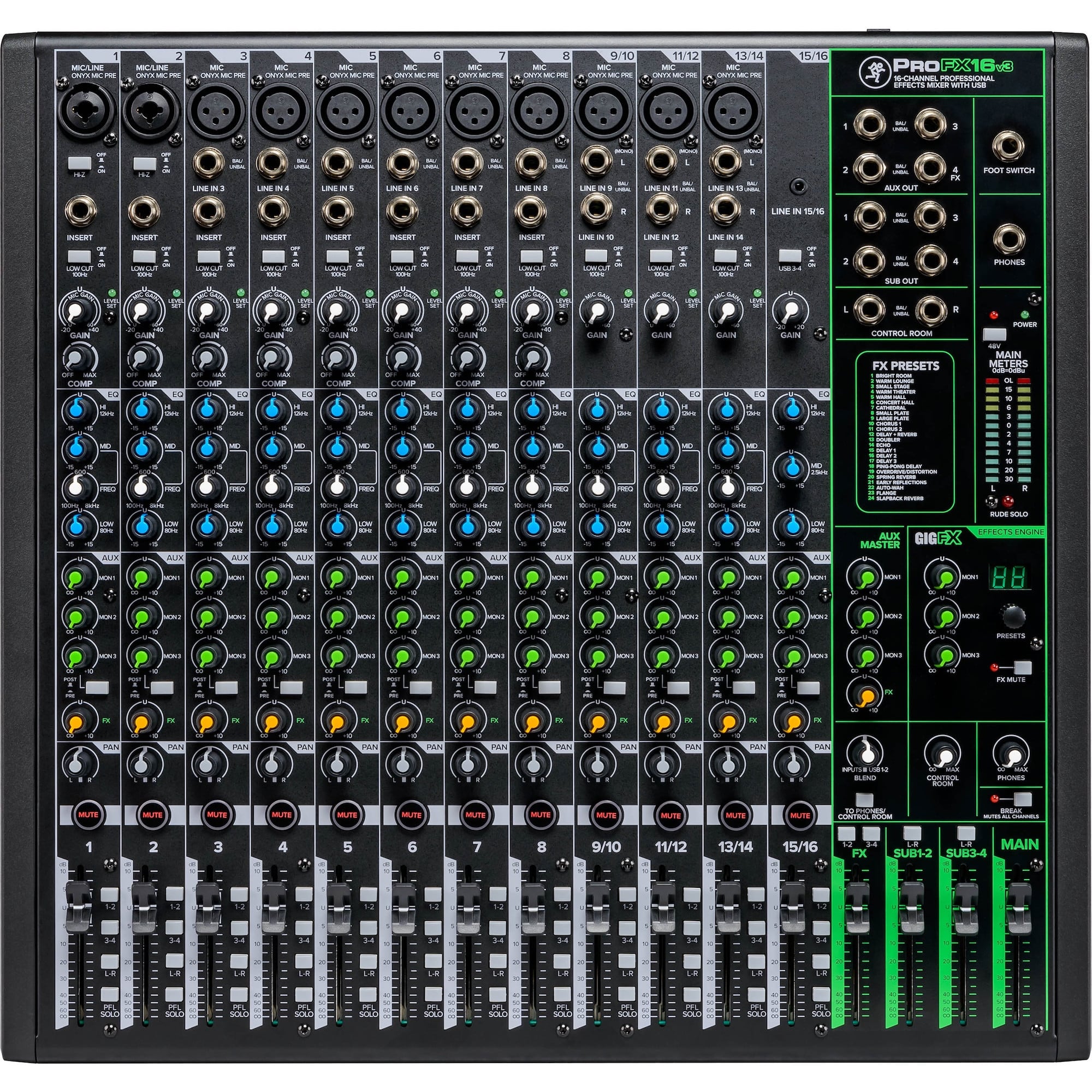 Mackie ProFX16v3 16 Channel Professional Effects Mixer with USB
